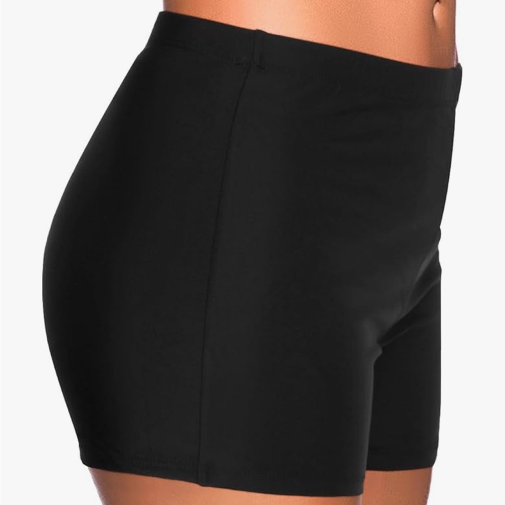 YONIQUE Black Swim Shorts Bottoms Slides L NWT - Picture 5 of 7
